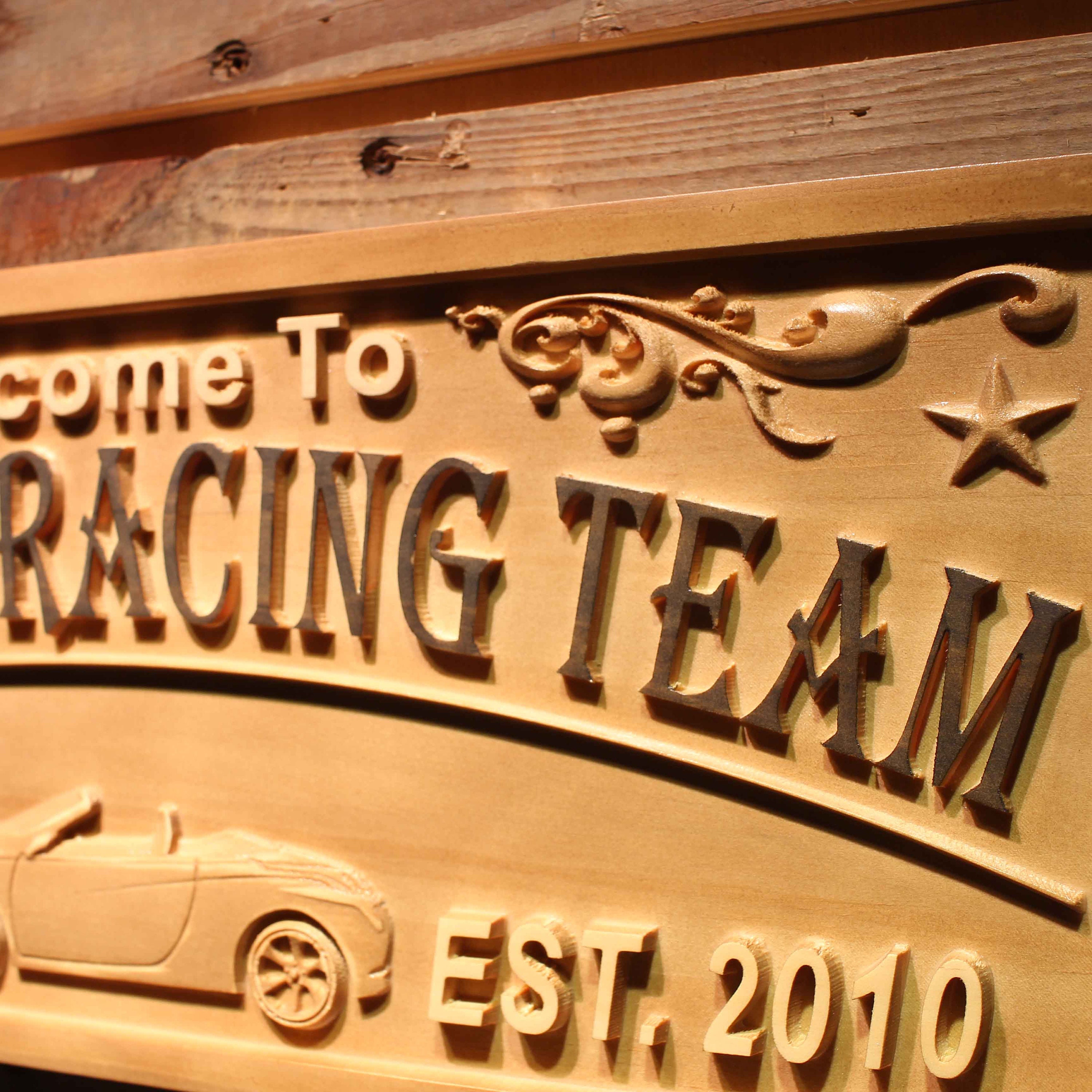 Wpa0395 TEAM RACING Name Personalized City Limit Location Wood Engraved ...