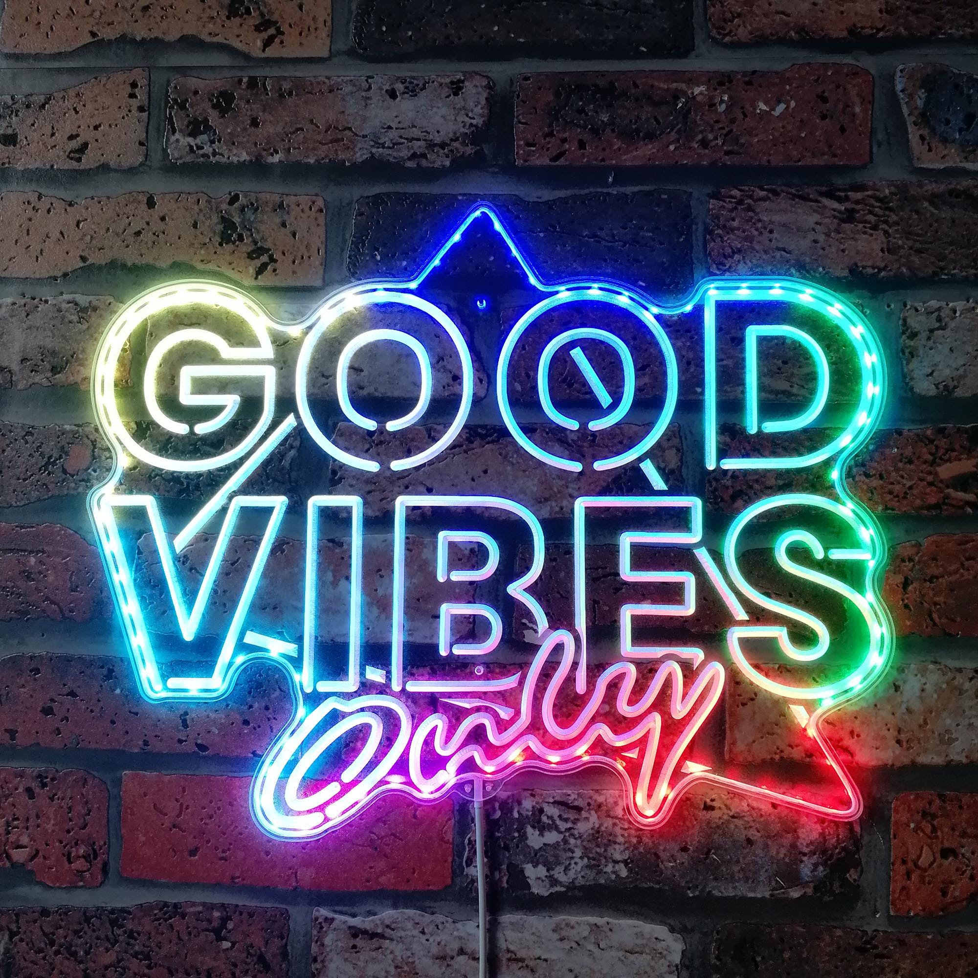 Bymax Neon-Wandschild „Good Vibes“ – 40,6 X 20,3 Cm, USB-betrieben – LED-Neon Für Schlafzimmer, Bar & Party
