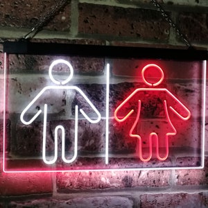 Toilet Man Woman Male Female Washroom WC Restroom Dual Color LED Neon ...