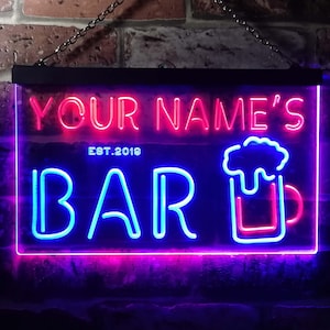 Personalized Your Name Est Year Theme Bar Pub Club Den Cabin Beer Dual Color LED Neon Sign st6-pv1-tm