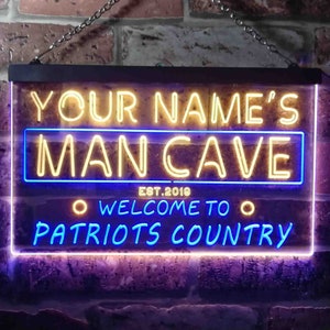 Personalized Your Name Est Year Theme Patriots Country Man Cave Bar Dual Color LED Neon Sign st6-qf1-tm