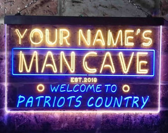 Personalized Your Name Est Year Theme Patriots Country Man Cave Bar Dual Color LED Neon Sign st6-qf1-tm