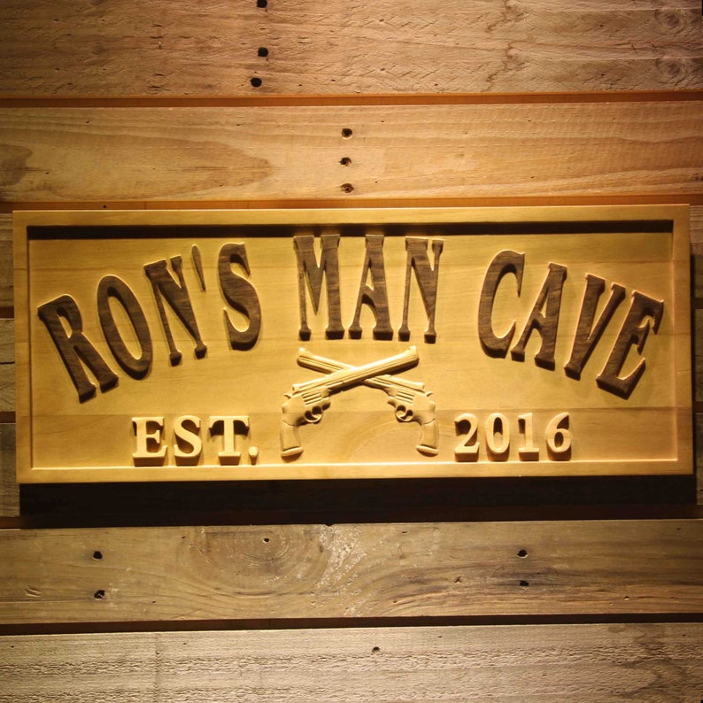 wpa0359 Name Personalized Man CAVE Established Year Men Gifts Birthday Wood Engraved Wooden Sign image 6