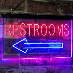 Restroom Arrow Point to Left Toilet Dual Color LED Neon Sign st6-j2685
