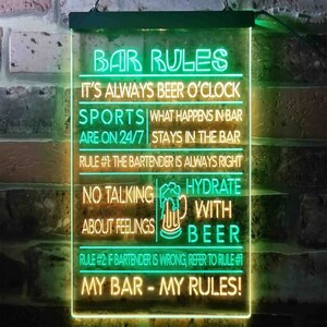 ADVPRO My Bar My Rules Man Cave Home Bar Beer Décor - Letrero De Neón LED De Doble Color, Azul Y Rojo, 8.5 X 12 Pulgadas, St6s23-i3414-br
