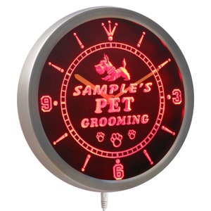 Name Personalized Custom Pet Grooming Paw Print Bar Neon Sign LED Wall Clock ncqq-tm