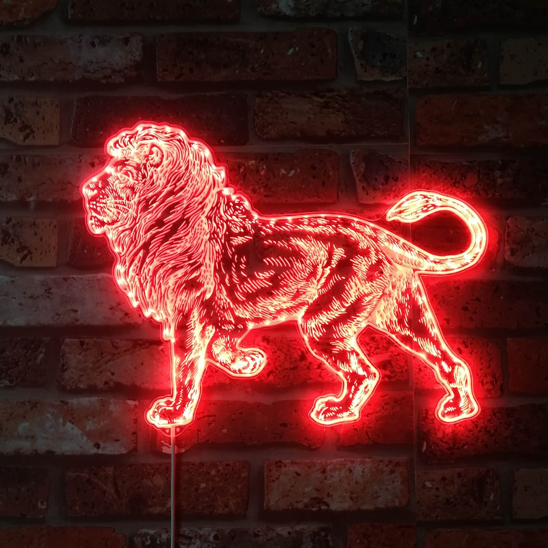 Lion Walk Forward Animal RGB Dynamic Glam LED Sign - Cut-to-edge Shape ...