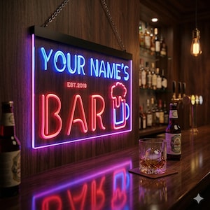 Personalized Your Name Est Year Theme Bar Pub Club Den Cabin Beer Dual Color LED Neon Sign st6-pv1-tm