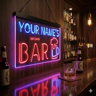 Insegna Al Neon Personalizzata 3D Per Bar Di Casa – 7 Colori LED Con USB – Regalo Originale