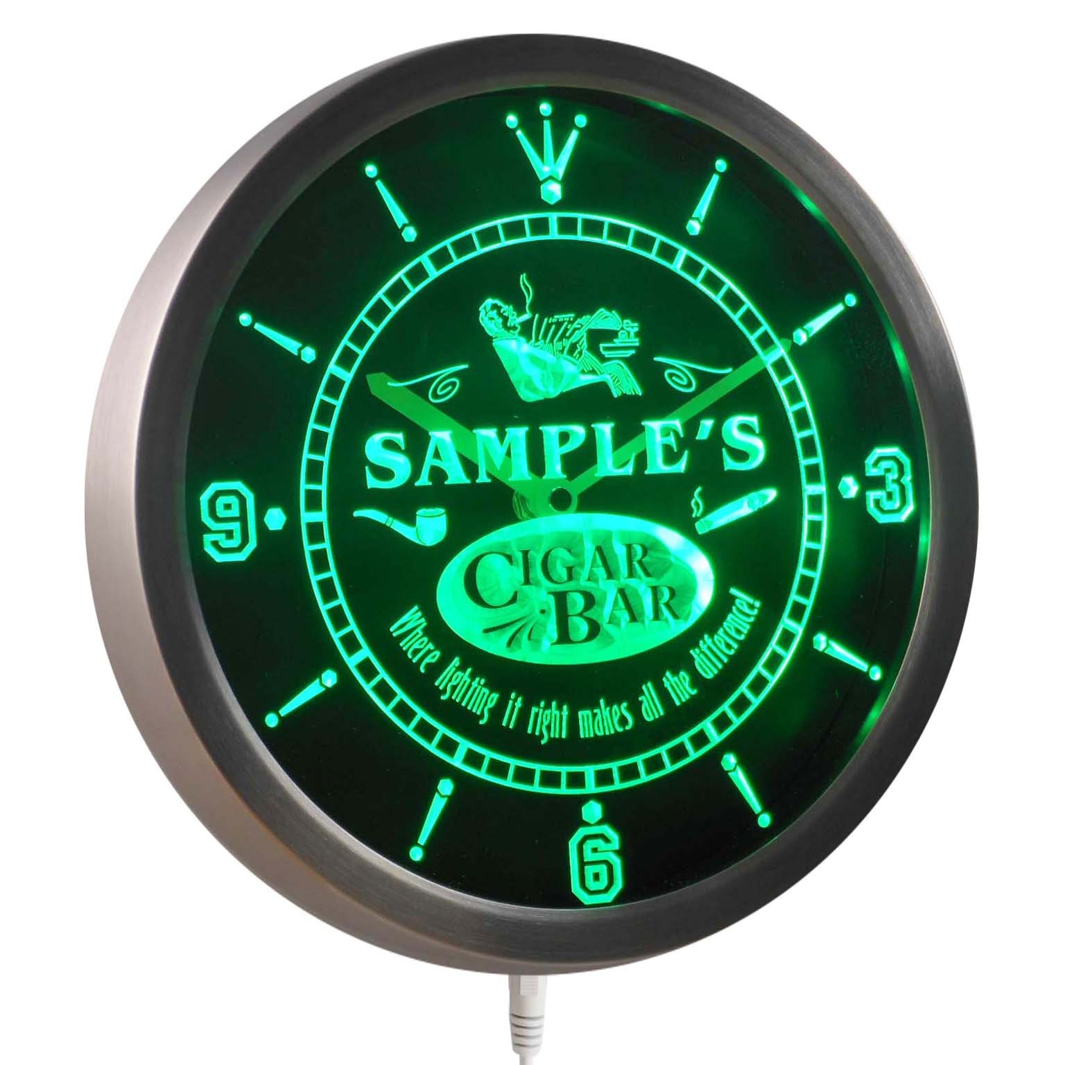 Name Personalized Custom Cigar Pipe Bar Lounge Neon Sign LED Wall Clock ...