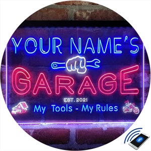 Personalized Garage Man Cave Deco Home Bar Tri-Color LED Neon Light Sign, a Unique 3D Engraved Art Decor Customize Name Man Cave  st9-pp1-tm