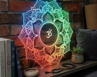 Letrero de neón del chakra corona Sahasrara Lotus Arte de pared LED Iluminación espiritual Yoga Meditación Decoración fnd-i0383