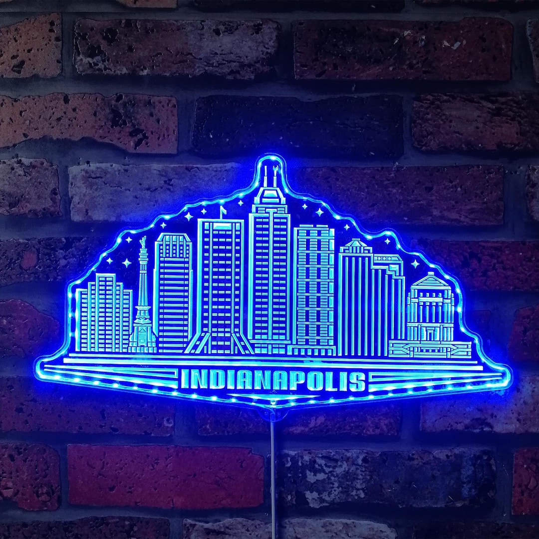 Indianapolis Indiana USA Skyline Silhouette RGB Dynamic Glam LED Sign ...