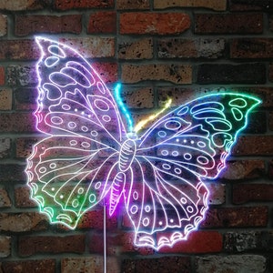 Bunter Schmetterlings-Raum RGB Dynamische Glam-LED-Zeichen-Schnitt-zu-Edge-Form Smart-3D-Wanddekoration - Mehrfarbige dynamische Beleuchtung st06-fnd-i0007-c