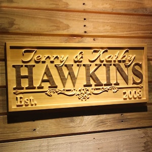 wpa0324 Personalized Wedding Gift Last Name Established Family Name Signs Custom Wood Sign Carved 3D 5 Year Anniversary Gift Last Name Sign
