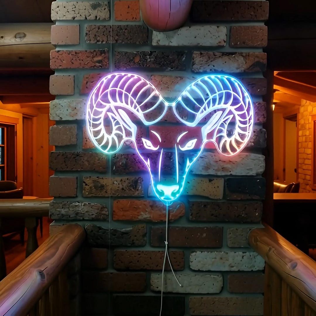 Led Ramm Background Head of Ram RGB Dynamic Glam LED Sign Cut-to-edge Shape Smart 3D Wall ...