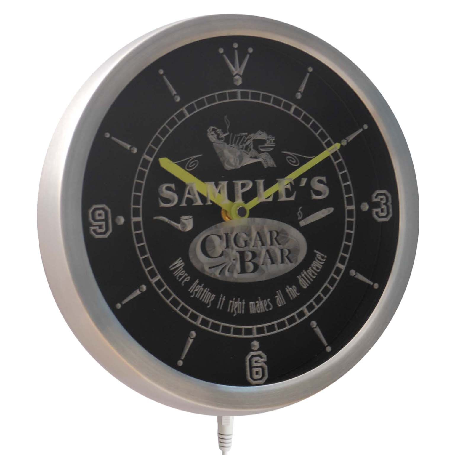 Name Personalized Custom Cigar Pipe Bar Lounge Neon Sign LED Wall Clock ...