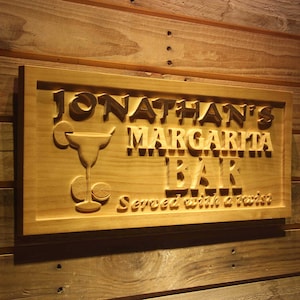 wpa0203 Name Personalized MARGARITA BAR Wine Club Wood Engraved Wooden Sign