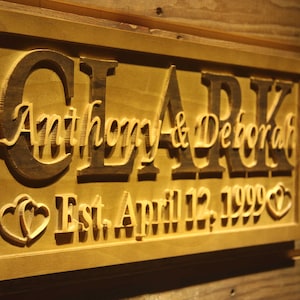 wpa0009 Personalized Four Hearts I Love You Custom Wedding Gift Home Décor Last Name Established Gift Bar Beer Wooden Signs