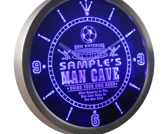 Name Personalized Custom Man Cave Soccer Bar Beer Neon Sign LED Wall Clock ncqd-tm