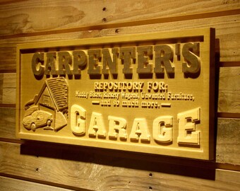Personalized 3D Carved Wood Garage Sign, Man Cave Decor