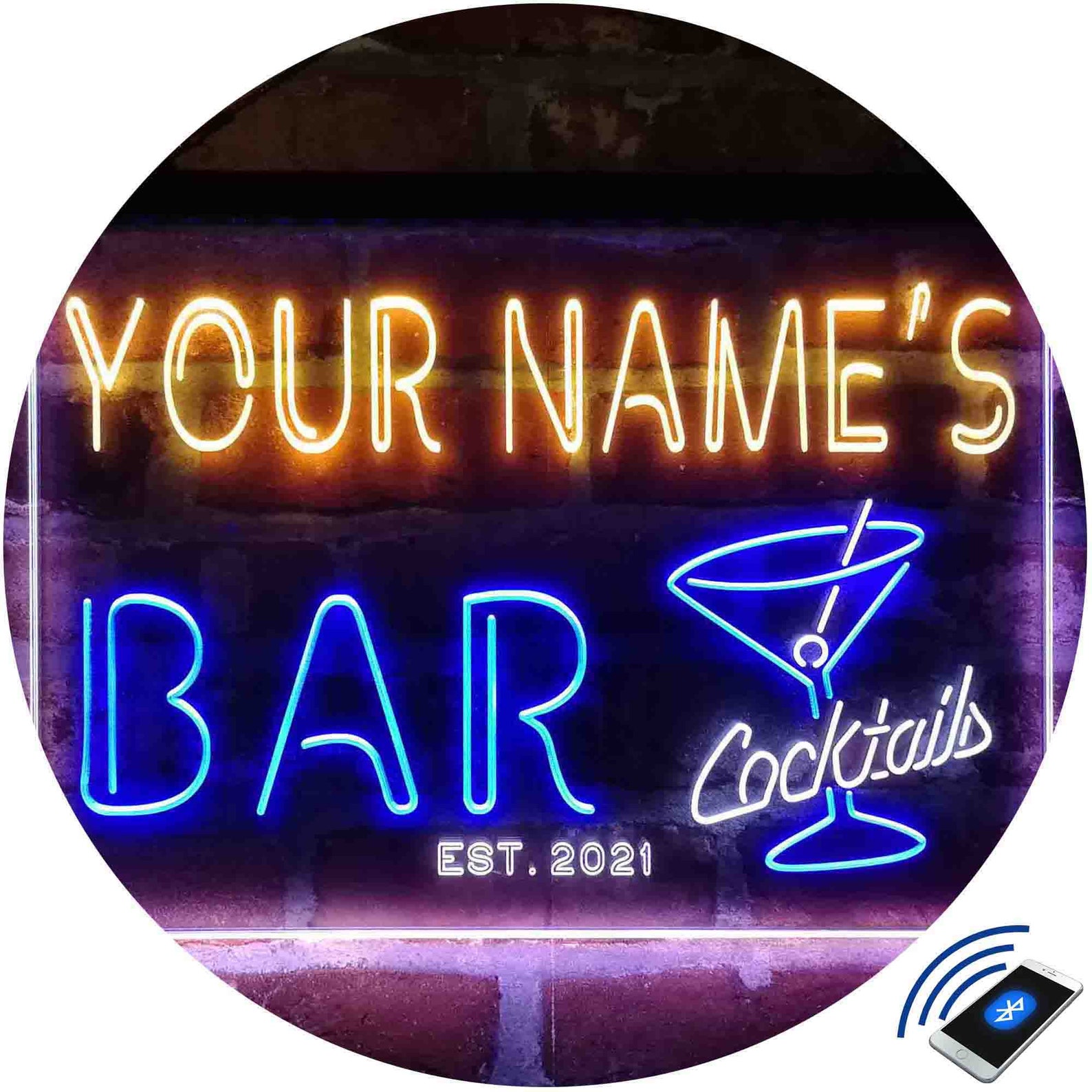 Personalized Cocktail Glass Home Bar Tricolor LED Neon Light Etsy