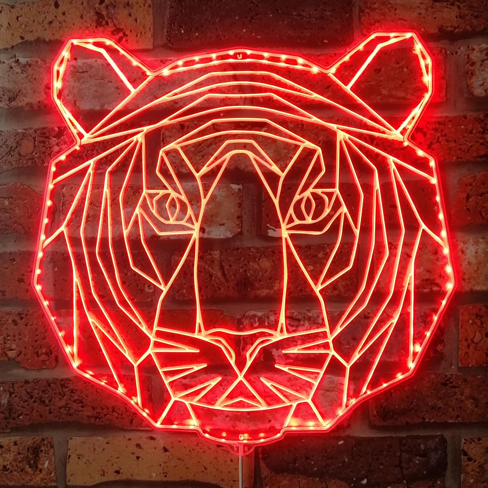 Rgb Tiger Tiger Head Geometric RGB Dynamic Glam LED Sign - Cut-to-edge Shape ...