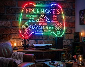 Personalized Game Controller LED Neon Sign Custom Man Cave Wall Decor Gamer Room Light Gift for Him Gaming Zone Art fnd-pb3-tm-c