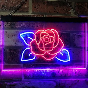 Rose Flower Home Decor Dual Color LED Neon Sign st6-i2095