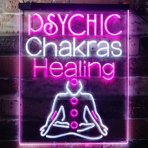 Psychic Chakras Healing Display Shop Dual Color LED Neon Sign st6-i3183