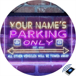 Personalized Parking Space Garage Home Bar Tri-Color LED Neon Light Sign, Unique 3D Engraved Art Decor | Customize Name Man Cave  st9-qo1-tm