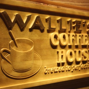 wpa0202 Name Personalized COFFEE HOUSE Cup Shop Wood Engraved Wooden Sign