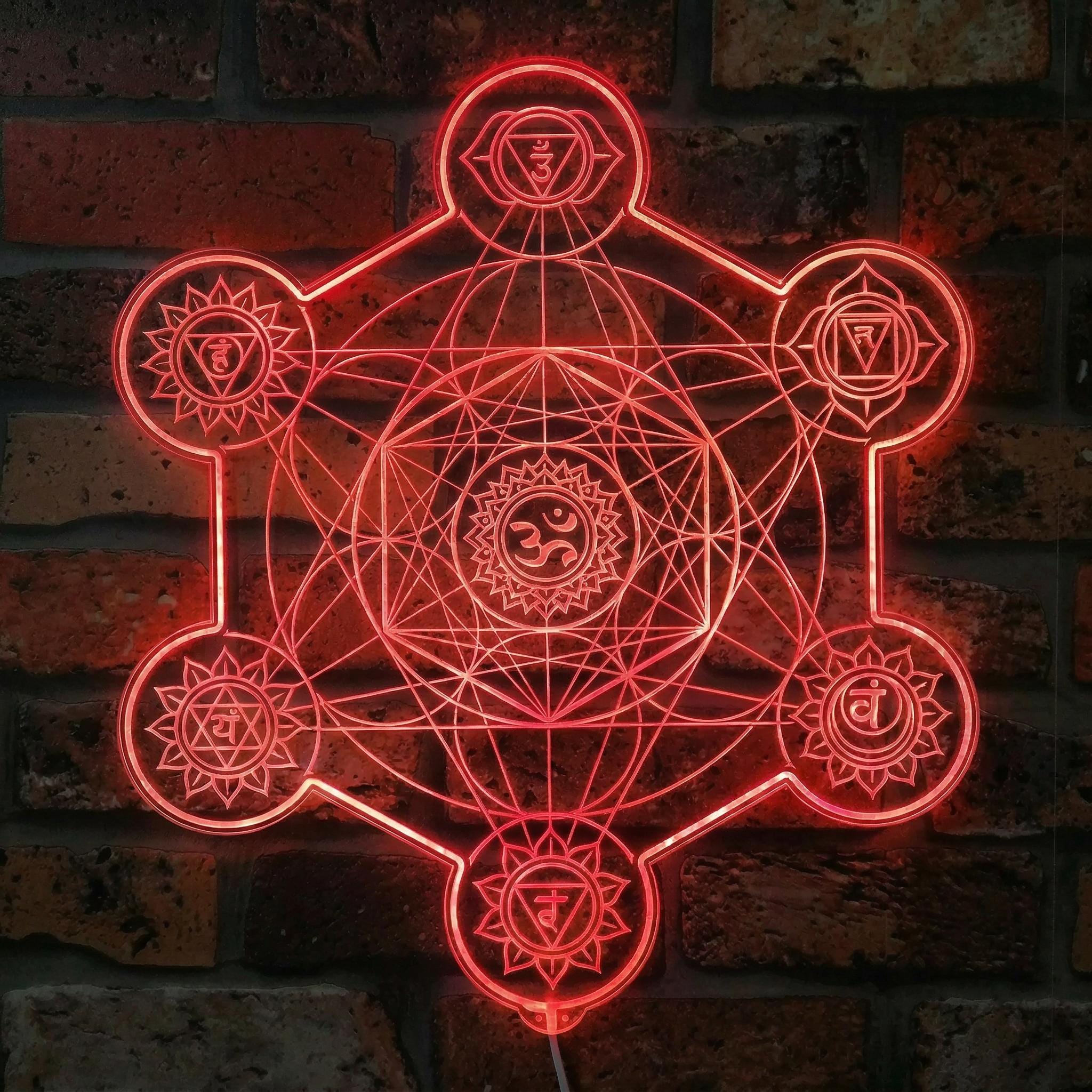 Metatron Cube LED Neon Sign Sacred Geometry Chakra Wall Art Yoga Studio ...