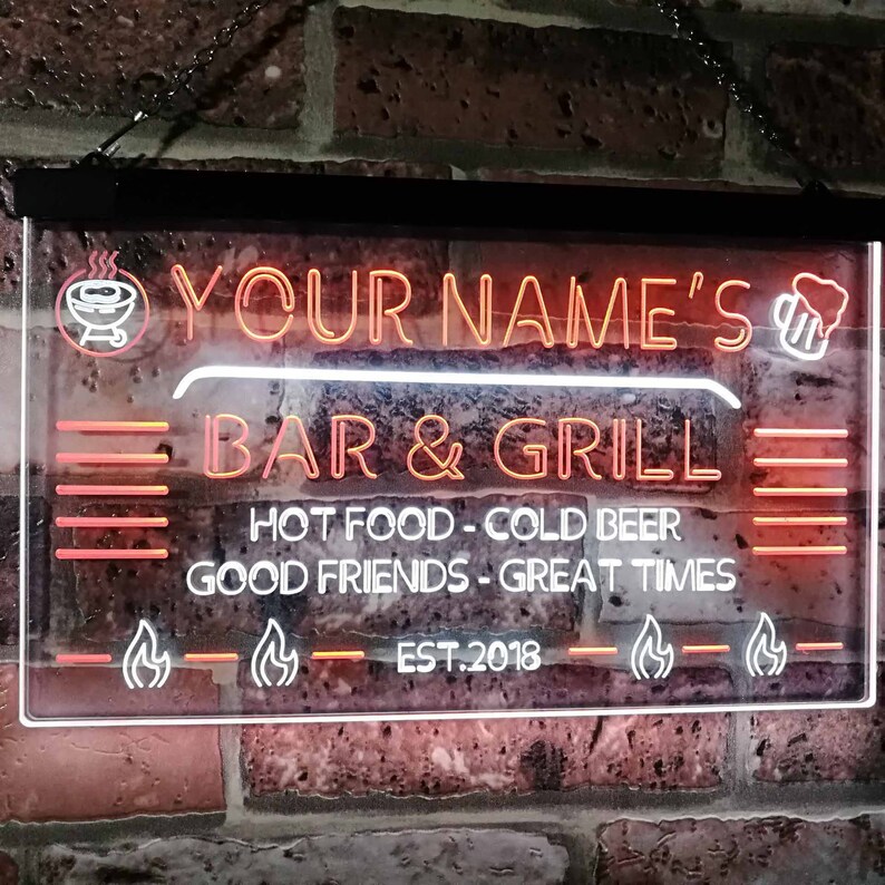 Personalized Your Name Custom Bar & Grill BBQ Established Year Etsy
