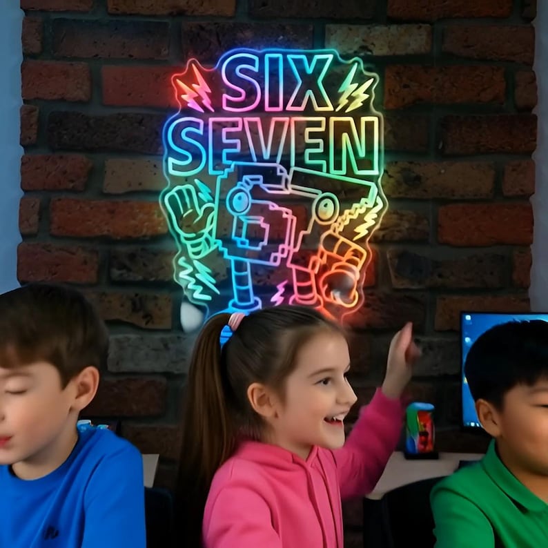 Number 67 Block LED Neon Sign - Six Seven Craft Character Wall Art ...