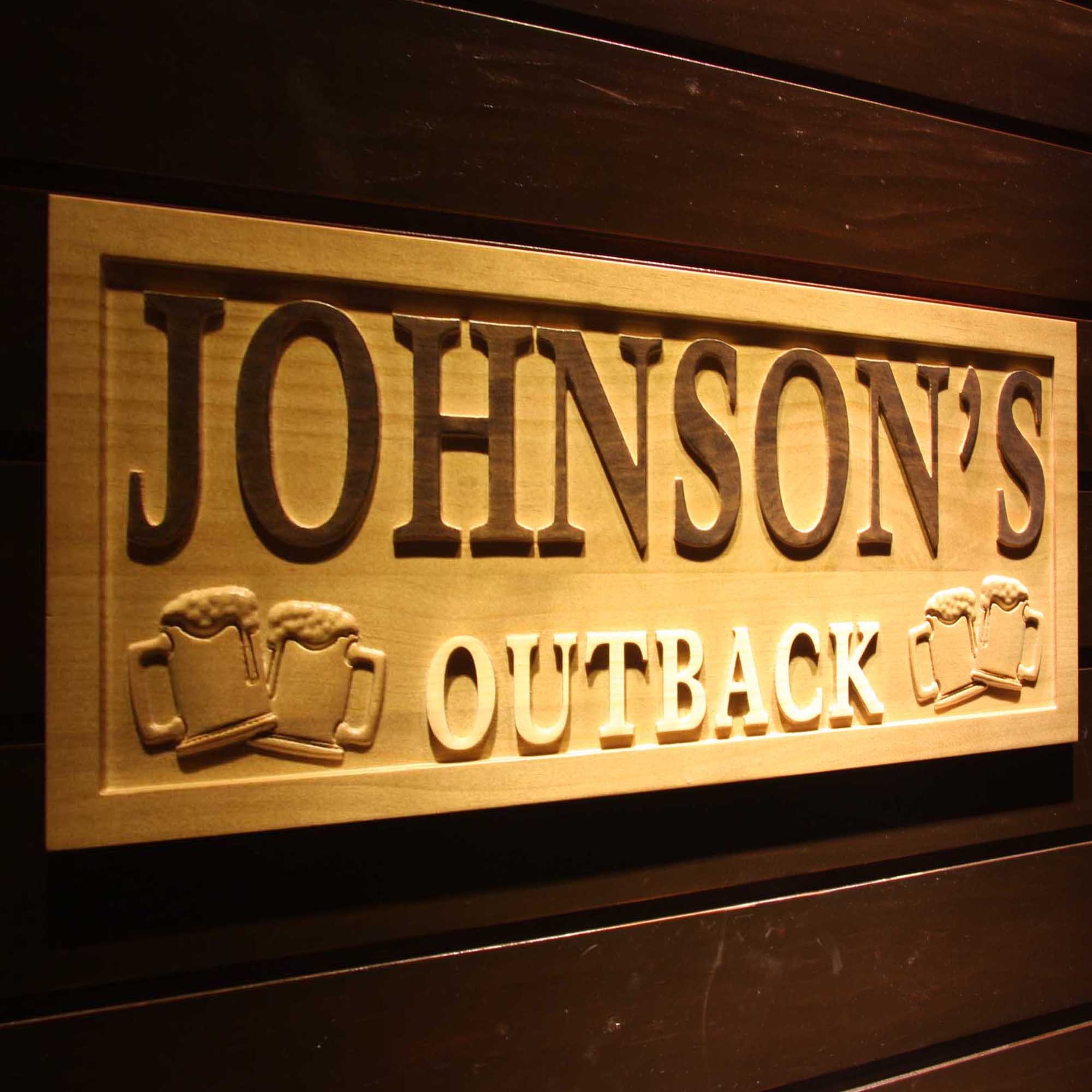 Wpa0223 Name Personalized OUTBACK Bar Beer Wood Engraved Wooden Sign - Etsy