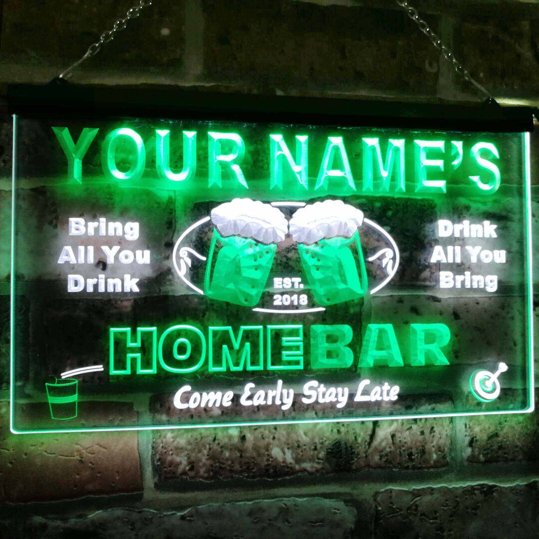 Personalized Your Name Custom Home Bar Beer Club Established Year Dual