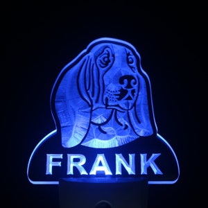 Basset Hound Personalized Night Light Name Day/ Night Sensor LED Sign ws1053-tm