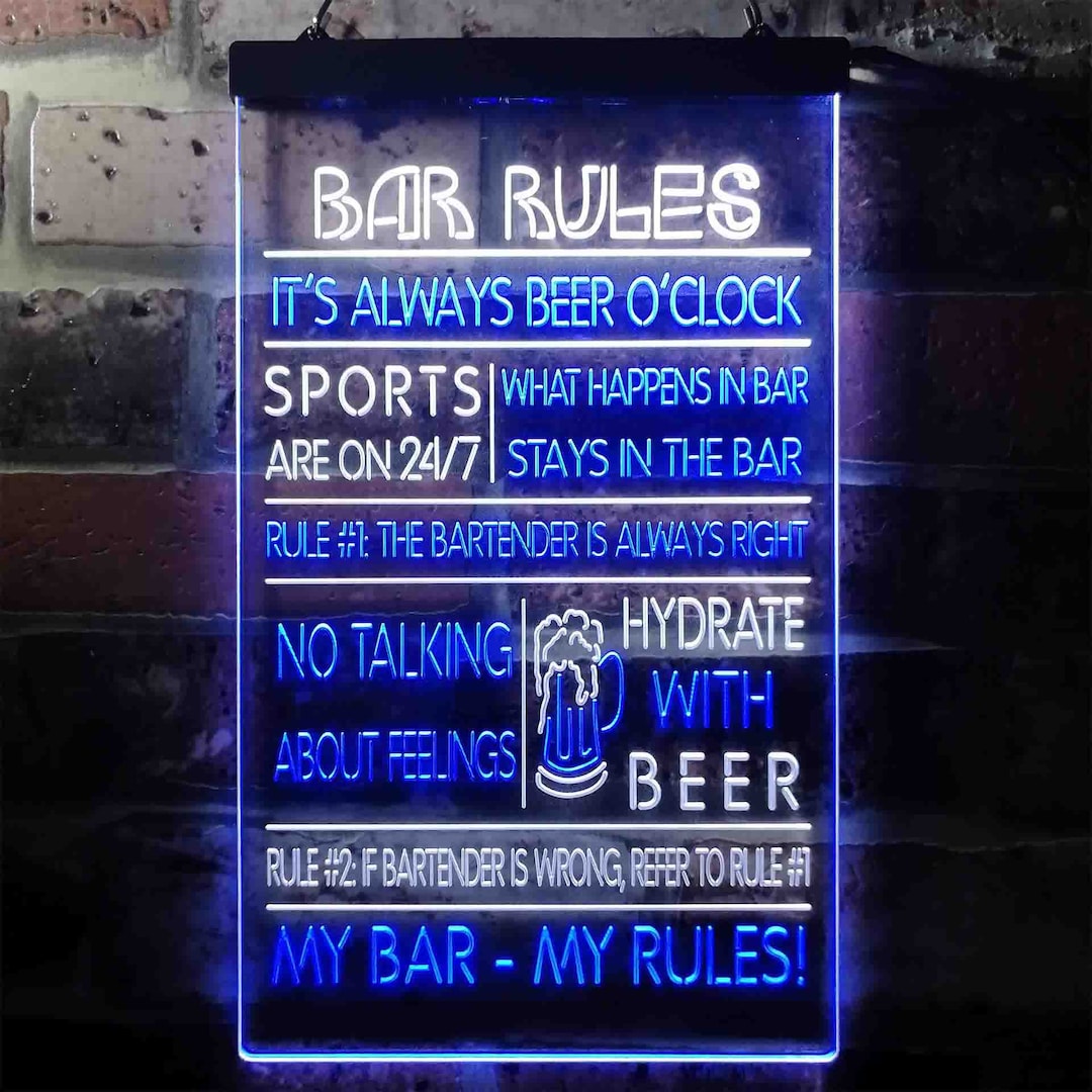 ADVPRO My Bar My Rules Man Cave Home Bar Beer Décor - Letrero De Neón LED De Doble Color, Azul Y Rojo, 8.5 X 12 Pulgadas, St6s23-i3414-br