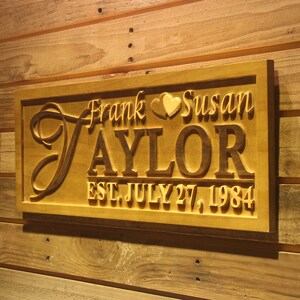 wpa0003 Personalized Last Name Rustic Home Décor Wood Engraving Custom Wedding Gift Couples Established Wooden Signs