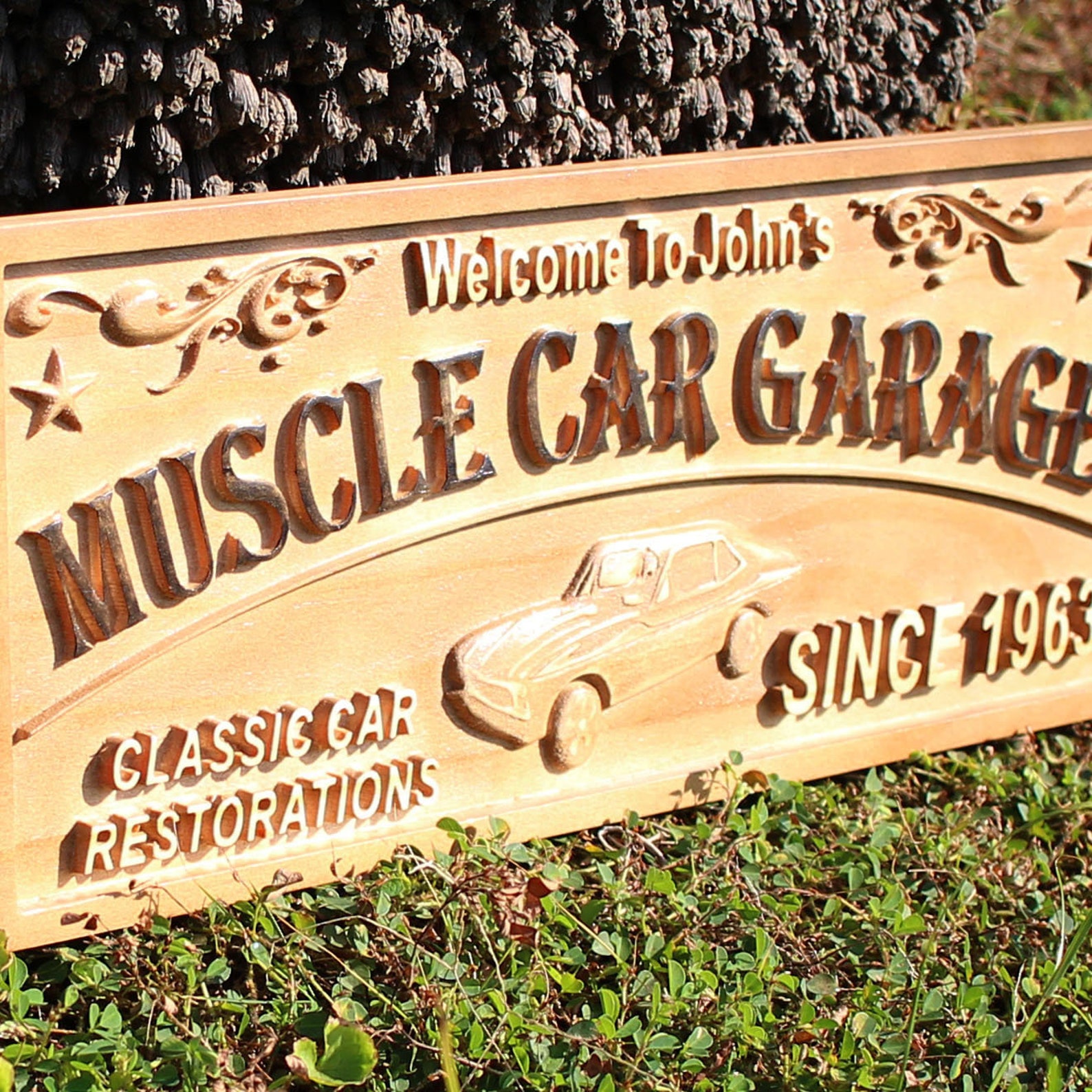 Wpa0378 MUSCLE CAR GARAGE Name Personalized Established Year Etsy