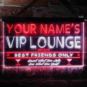 Personalized Your Name Est Year Theme VIP Lounge Bar Club Pub Dual ...