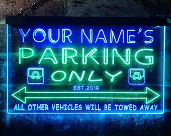 Personalized Your Name Est Year Theme Parking Space Garage Dual Color LED Neon Sign st6-qo1-tm