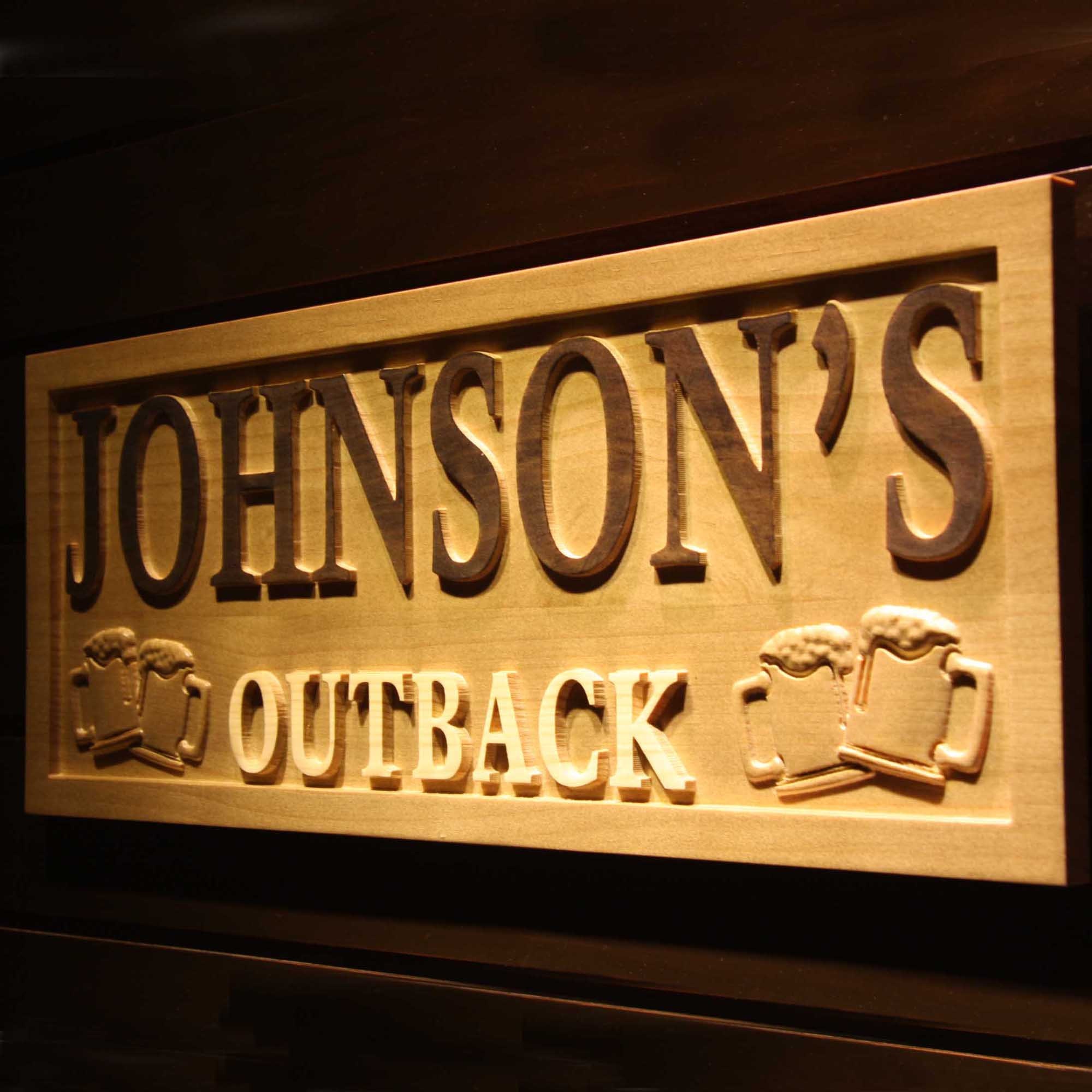 Wpa0223 Name Personalized OUTBACK Bar Beer Wood Engraved Wooden Sign - Etsy