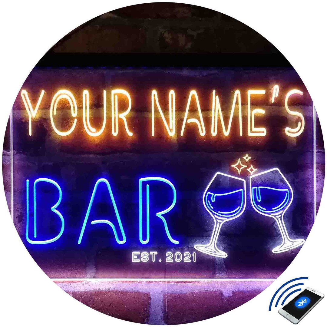 Personalized Wine Glasses Home Bar Tricolor LED Neon Light Etsy