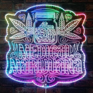 Medizinische Marihuana-Apotheke Willkommen offen RGB Dynamik Glam LED-Schild - Cut-to-Edge Form Smart 3D Wanddekoration Multicolor st06-fnd-i0049-c