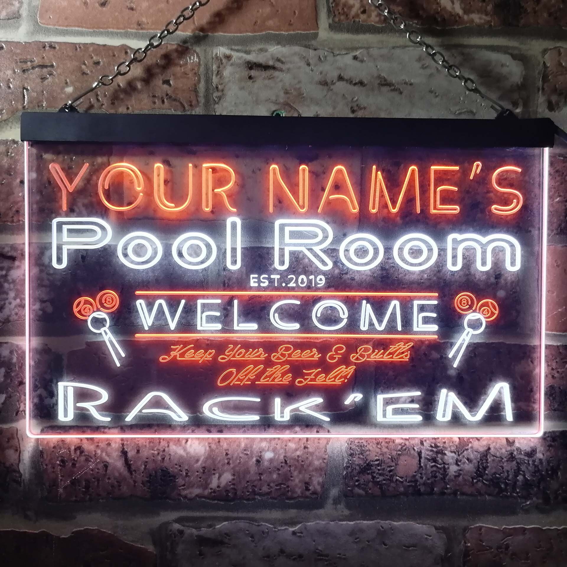 ADVPRO Personalized Your Name EST Year Theme Bar Beer Mug Decoration Dual Color LED Enseigne Lumineuse Neon Sign Blanc et Vert 600 x 400mm st6s64-w1- tm-wg