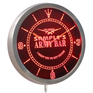Name Personalized Custom Army Man Cave Bar Beer Bar Neon Sign LED Wall Clock nctq-tm