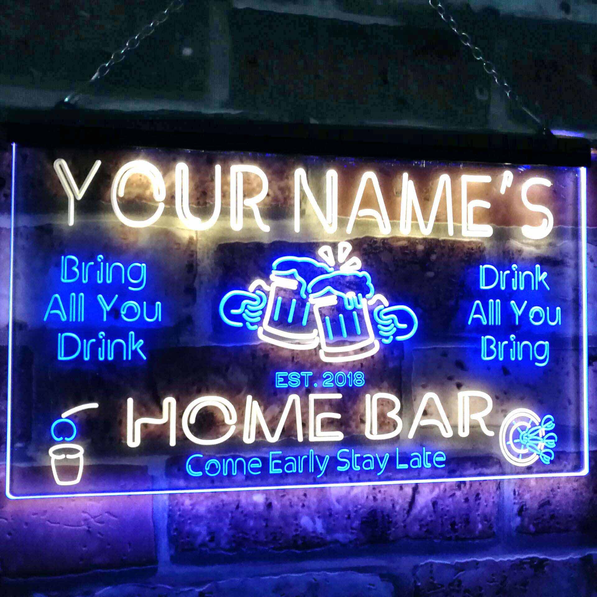 Name Personalized Custom Home Brew Bar Beer Mug Glass Neon Light Sign Green 12x8.5 inches st4s32-pv-tm-g