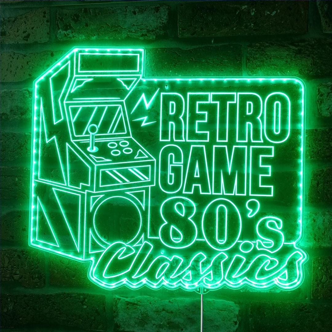 Arcade Retro Game Classics Video Room RGB Dynamic Glam LED Sign - Cut ...